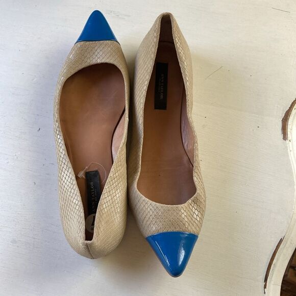 Ann Taylor Slip On Leather Pointed Cap Toe Ballet Flats Size 7 - Picture 6 of 12